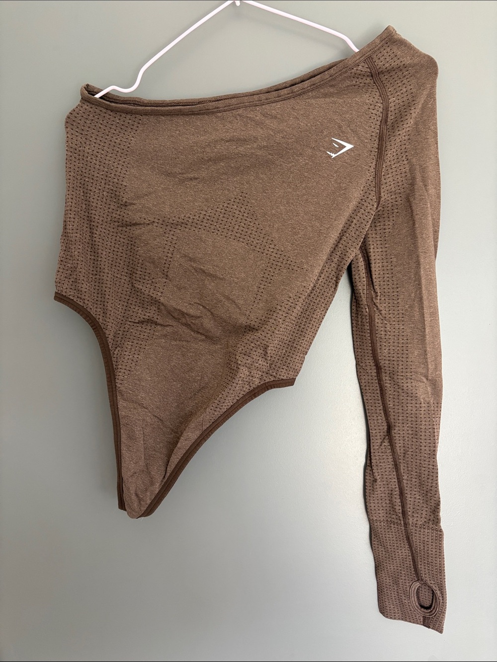 Gymshark One-Shoulder Seamless Bodysuit in Brown